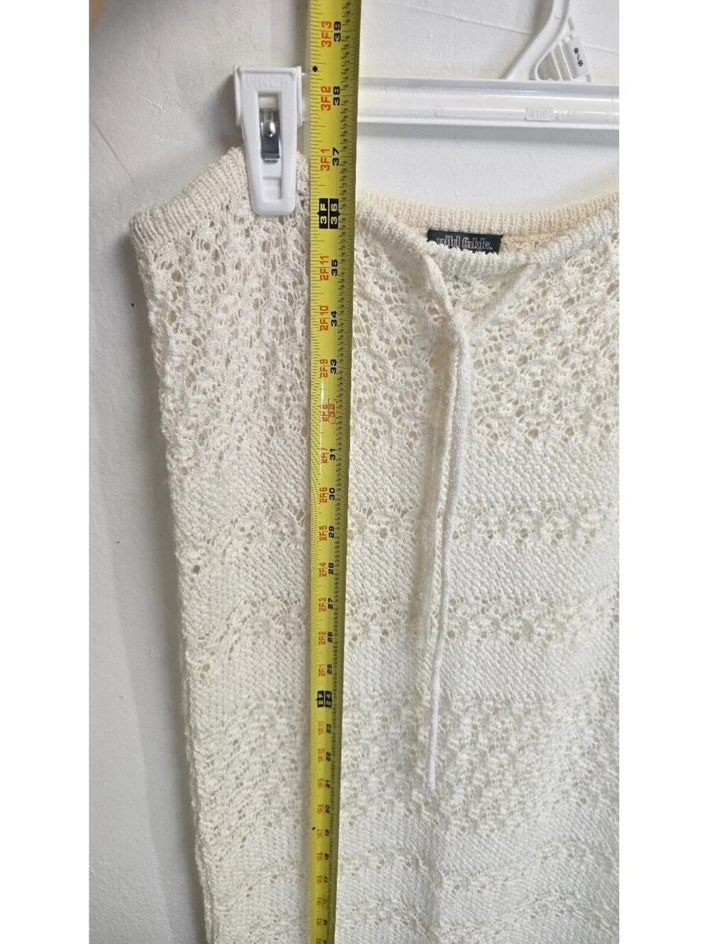 Wild Fable Women’s S Ivory Crochet Knit Maxi Skirt High Slit
